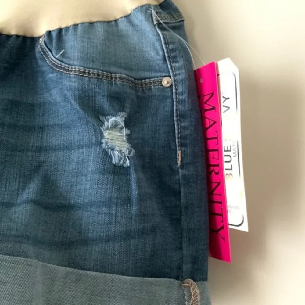 Blue Savvy Maternity Distressed Full Panel Shorts XL